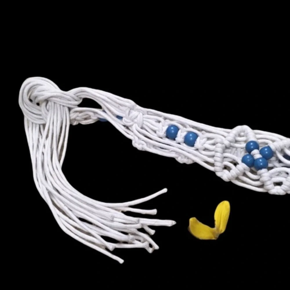 Bohemian Woven Blue and White Tassels Belt